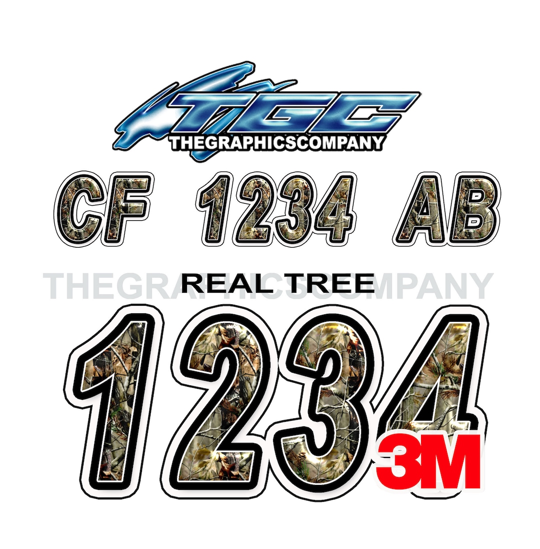 Camo Boat Registration Numbers and Letters Decals Vinyl Names and ...