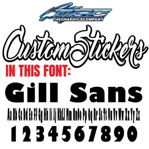 Custom Vinyl Decals and Stickers Gill Sans Font  Wall  Auto  Boat  Sign  Window Business