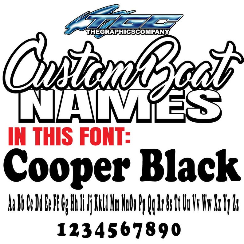 Custom Boat Names Vinyl Decals and Stickers Cooper Black Font Etsy