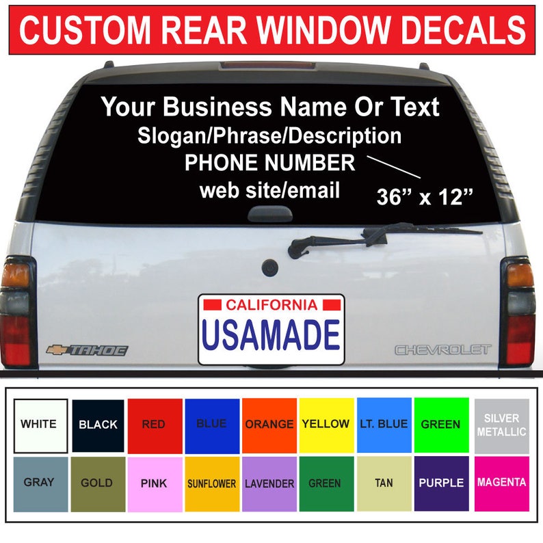 Custom 36 X 12 Rear Car Auto Window Decals Cut Etsy