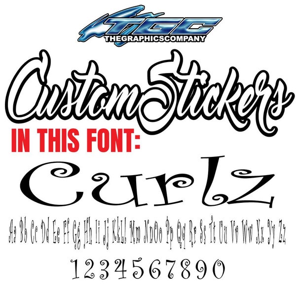 Custom Vinyl Decals and Stickers Curlz Font  Wall  Auto  Boat  Sign  Window Business