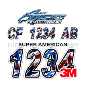 Boat Registration Numbers and Letters Decals Vinyl Names and Custom Text Stickers Super American 3&quot; x 18&quot; (2) Decals