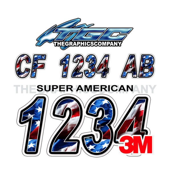 Boat Registration Numbers and Letters Decals Vinyl Names and Custom Text Stickers Super American
