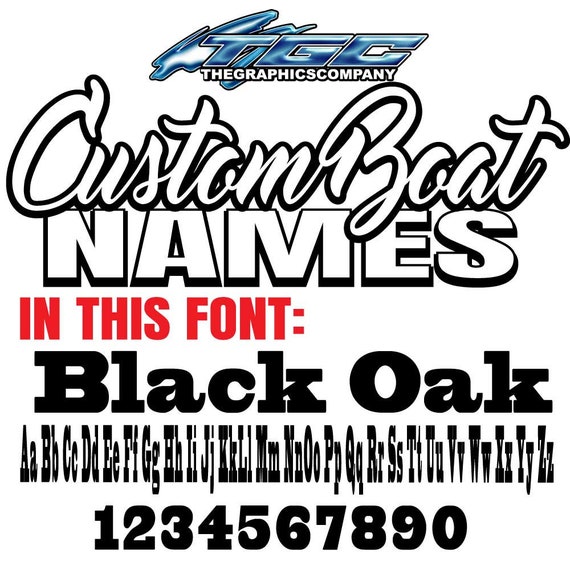 Custom Boat Names Vinyl Decals and Stickers Black Oak Font Etsy