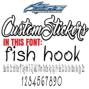 Custom Vinyl Decals and Stickers Fish Hook Font  Wall  Auto  Boat  Sign  Window Business