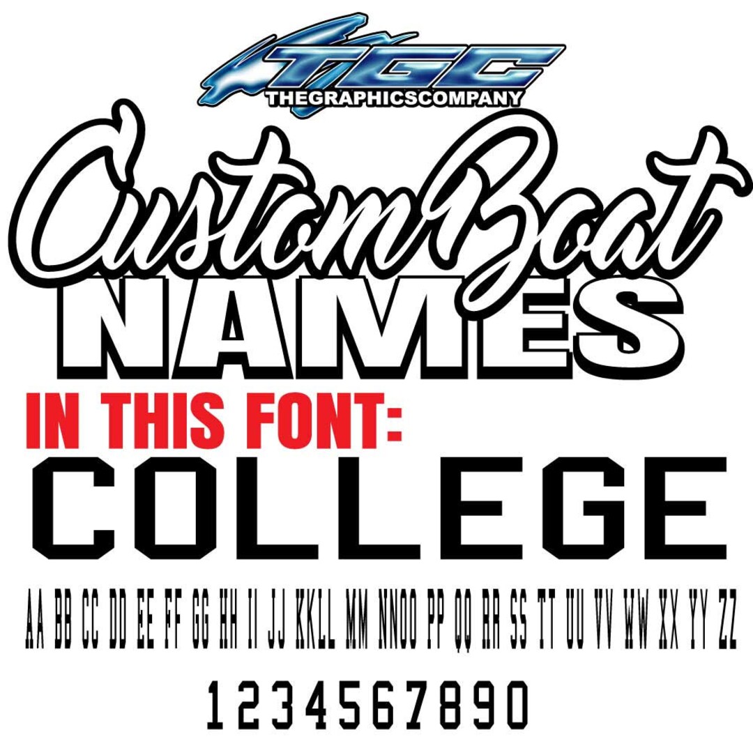 Custom Boat Names Vinyl Decals and Stickers College Font Quantity 1