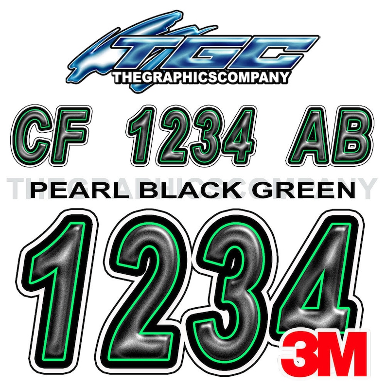 pearl black green boat registration numbers and letters