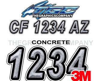 Concrete Boat Registration Numbers and Letters Decals Vinyl Names and Custom Text Stickers
