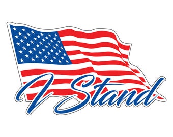 I Stand American Flag Stickers Decals Window Graphic Car Truck or Boat