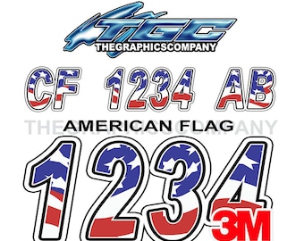 Boat Registration Numbers or Letters Decals and Stickers American Flag 3" x 18" (2) Decals