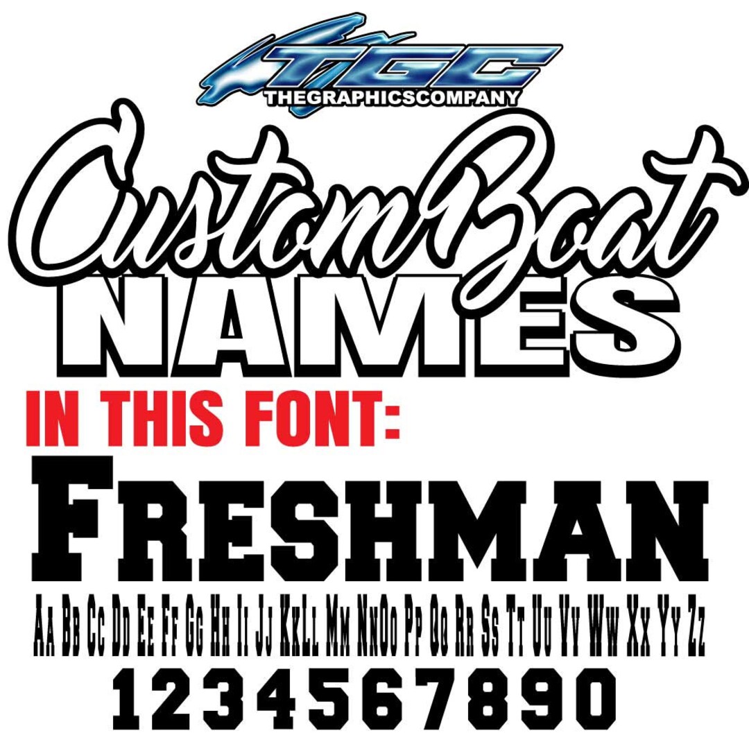 Custom Boat Names Vinyl Decals and Stickers Freshman Font Etsy UK