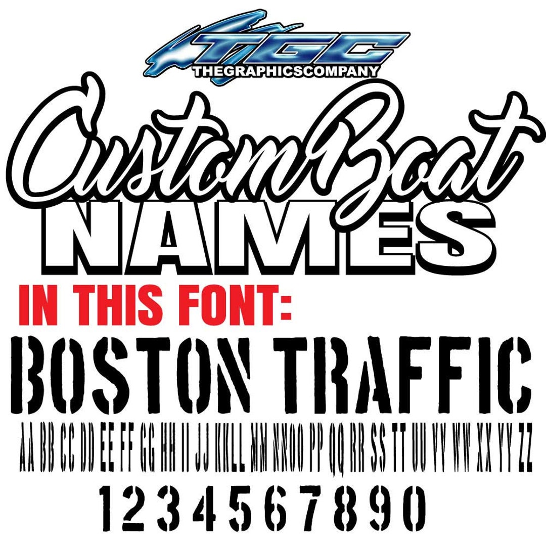 Custom Boat Names Vinyl Decals and Stickers Boston Traffic Font