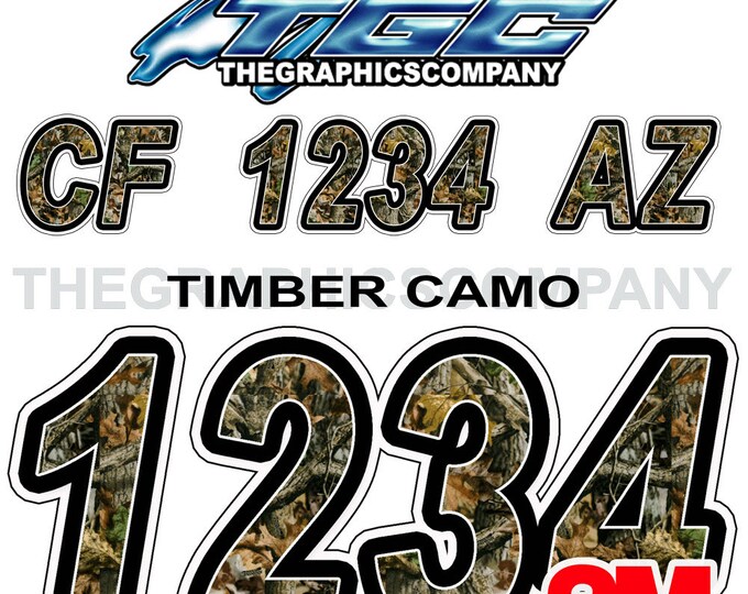 Timber Camo With Green Boat Registration Numbers and Letters Etsy