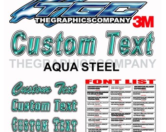 Aqua Steel Custom Vinyl Decals and Stickers Custom Text for Business, Car, Truck, Window...