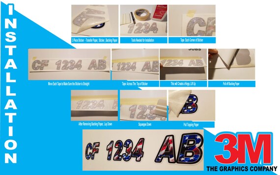 CUSTOM STONE Custom Boat Registration Number Decals Vinyl Lettering Stickers