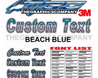 Beach Blue Custom Vinyl Decals and Stickers Custom Text for Business, Car, Truck, Window...