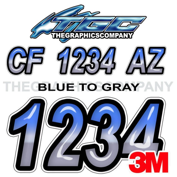 BLUEMETAL Custom Boat Registration Numbers Decals Vinyl Lettering Stickers