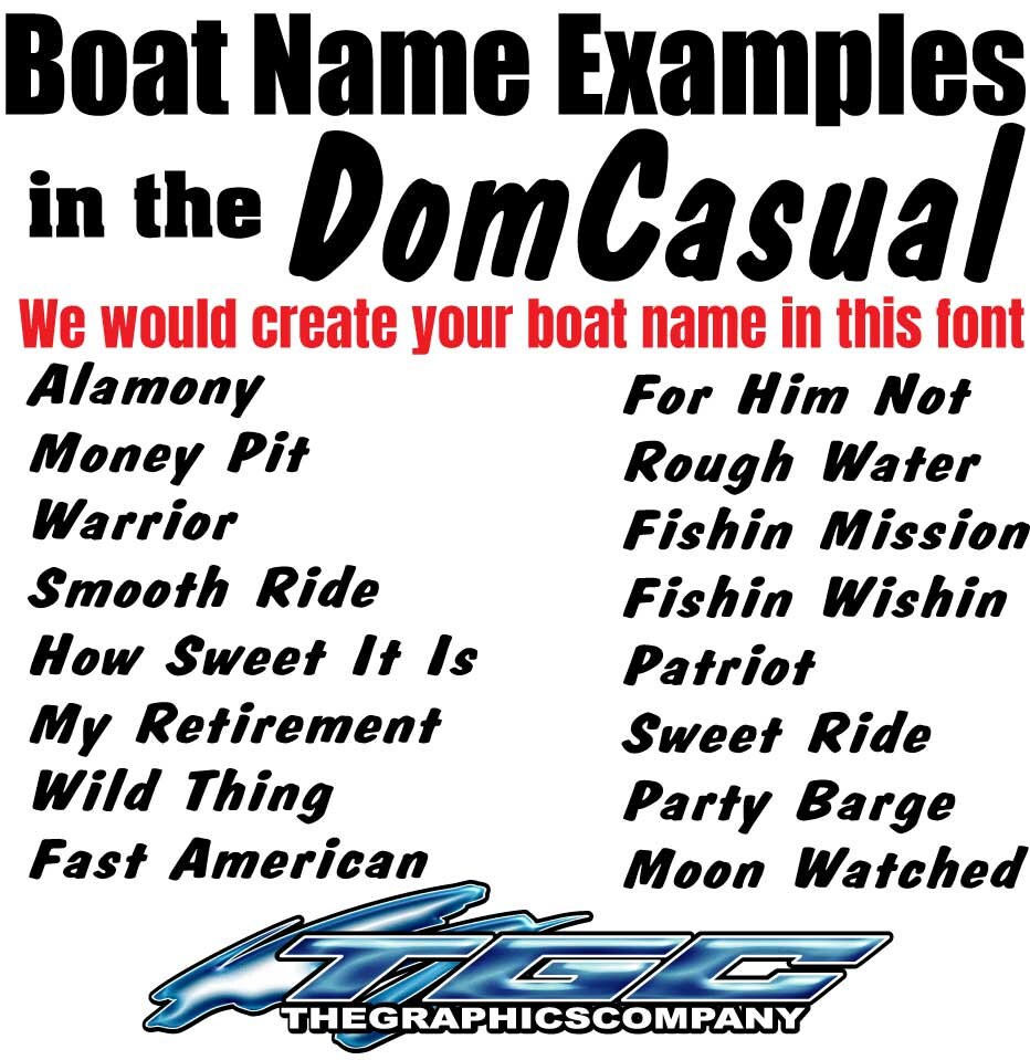 Custom Boat Names Vinyl Decals and Stickers Domcasual Font Etsy