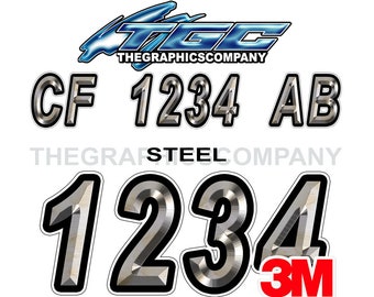 Steel Boat Registration Numbers or Letter Decals Vinyl Names and Custom Text Stickers 3" x 18" (2) Decals