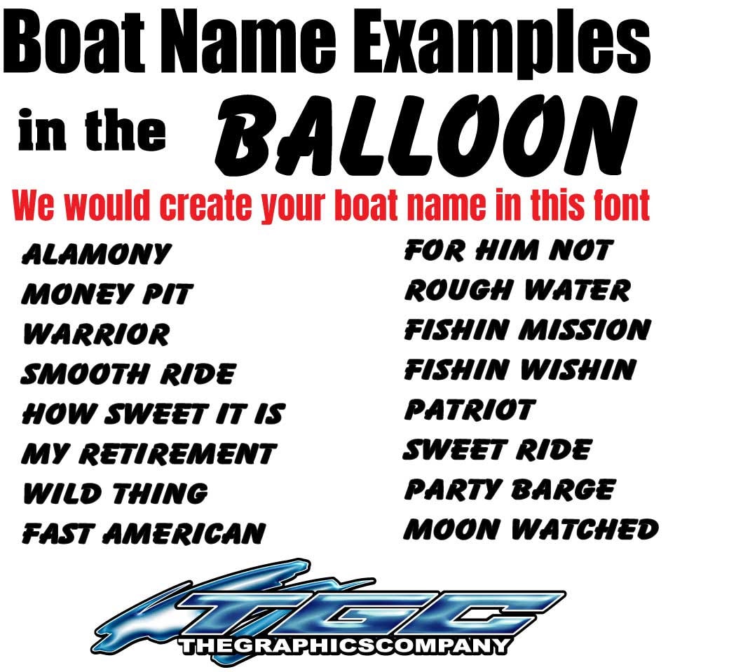 Custom Boat Names Vinyl Decals and Stickers Balloon Font Quantity (1 ...