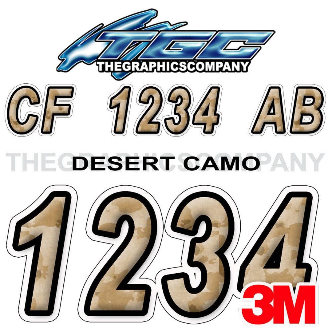 Desert Camo Boat Registration Numbers and Letters Decals Vinyl Names