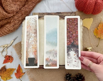 Hand-Painted Bookmarks - Rainy Autumn Series