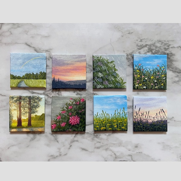 Mini peintures acryliques | Pocket Paintings™ | Peintures miniatures originales de paysages