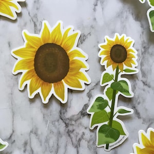 Sunflower Stickers | Cute Floral Stickers | Original Sticker Art | Sunflower Decal | Yellow Flower Sticker