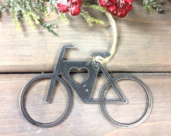 Bicycle Metal Christmas Ornament, Christmas Decor, Rustic Christmas, bike love-farmhouse christmas decor