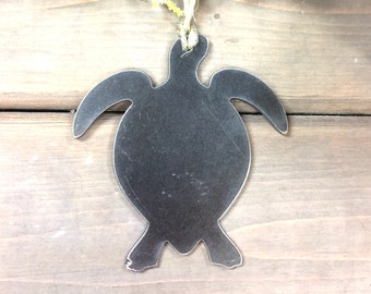 Sea Turtle Metal Christmas Ornament, Christmas Decor, Rustic Christmas, save the sea turtles, sea turtle love