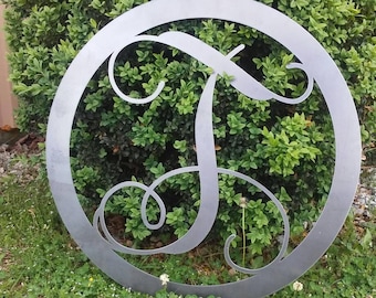 20 Inch Metal Circle Monogram Metal Sign 20 Inch-Round Monogram Metal Sign-Custom Metal Sign-Bare Unfinished Metal Letter Sign