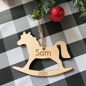 Personalized First Christmas ornament- Baby’s first Christmas - wood Christmas ornament- laser engraved-personalized ornament-rocking horse