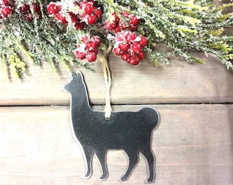 Llama Metal Christmas Ornament-farmhouse Christmas Decor-Rustic Christmas,steel anniversary, farm animal ornaments-love my llama