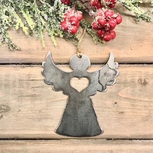 Angel Metal Christmas Ornament, Christmas Decor, Rustic Christmas, traditional christmas ornament