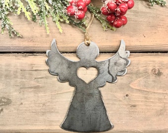 Angel Metal Christmas Ornament, Christmas Decor, Rustic Christmas, traditional christmas ornament