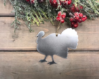 Turkey Ornament, Metal Christmas Ornaments, farm animal ornaments, turkey ornament, eco friendly gift, sustainable gifts