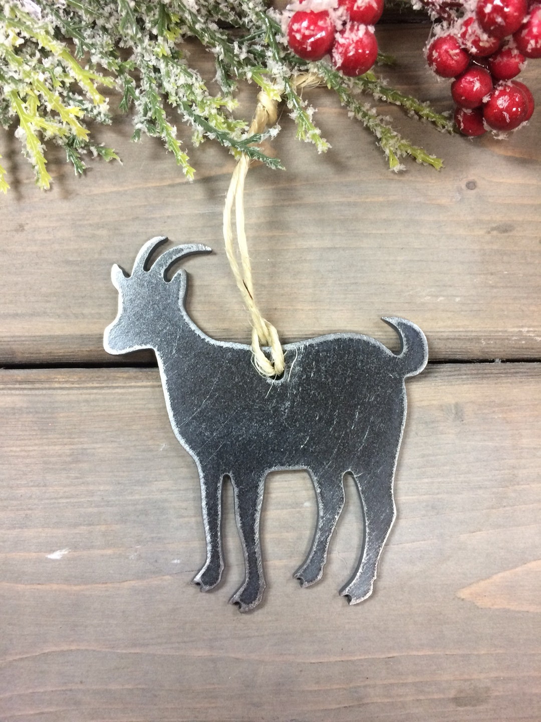 Goat Christmas Ornament Farmhouse Christmas Decor Rustic Etsy