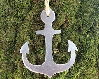 Nautical Anchor Metal Ornament, Christmas Decor, Rustic Christmas, Boating Christmas Ornament