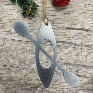 Kayak Christmas Ornament-Christmas Decor-Rustic Christmas-hiking christmas gift-metal ornaments-farmhouse christmas decor-kayaking gift