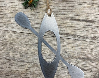 Kayak Christmas Ornament-Christmas Decor-Rustic Christmas-hiking christmas gift-metal ornaments-farmhouse christmas decor-kayaking gift