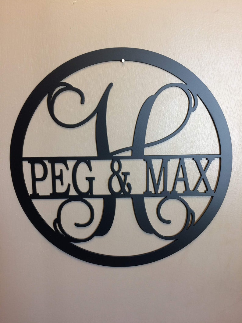 28 INCH Circle Monogram With Last Name, Metal Wall Art, 28 Inch ...
