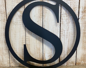 15 Inch Circle Monogram Metal Sign - Round Metal Letter Sign - Metal Monogram Sign