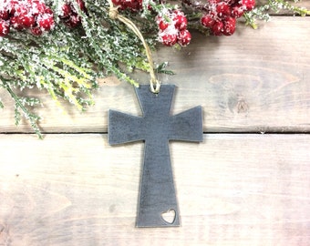 Cross Metal Christmas Ornament, Christmas Decor, Rustic Christmas, farmhouse christmas decor, christian christmas gifts