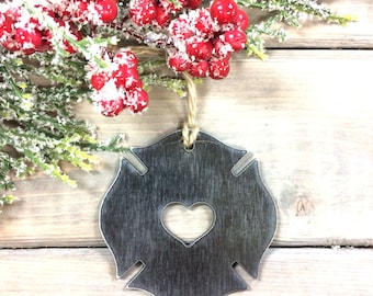 Firefighter Metal Christmas Ornament-Christmas Decor-Rustic Christmas,unique christmas gifts-first responder gift