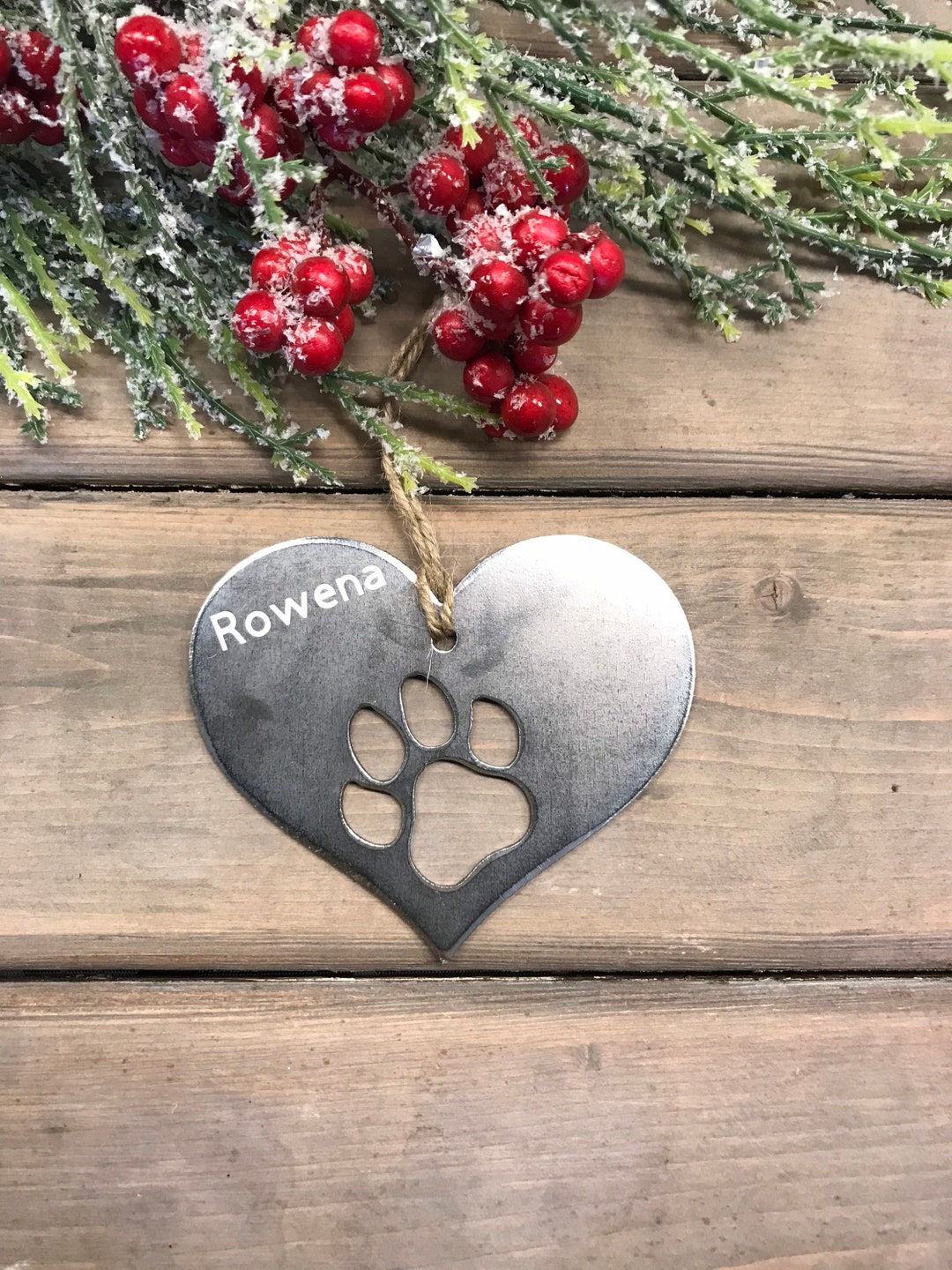 Dog Paw Print Metal Ornament Christmas Decor Rustic Etsy