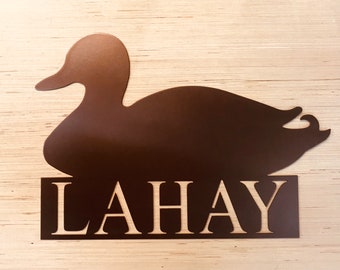 Duck Silhouette Metal Sign With Name | duck hunter gift |outdoor signs| personalized gift