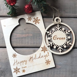 Gepersonaliseerde kerstkaart met ornament| Unieke kerstkaart| Uniek kerstcadeau| Houten kerstkaart