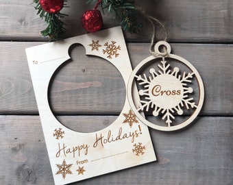 Personalized Christmas Card with Ornament| Unique Christmas Card| Unique Christmas Gift| Wood Christmas Card