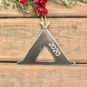 Camping Metal Christmas Ornament, Camping Tent Ornament, Christmas Decor, Rustic Christmas, camping love, rustic camping ornament