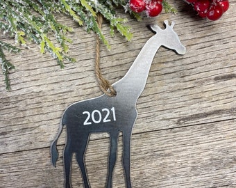 Giraffe Christmas Ornament, farmhouse Christmas Decor, Rustic Christmas, Giraffe Love, spirit animal safari animal ornaments